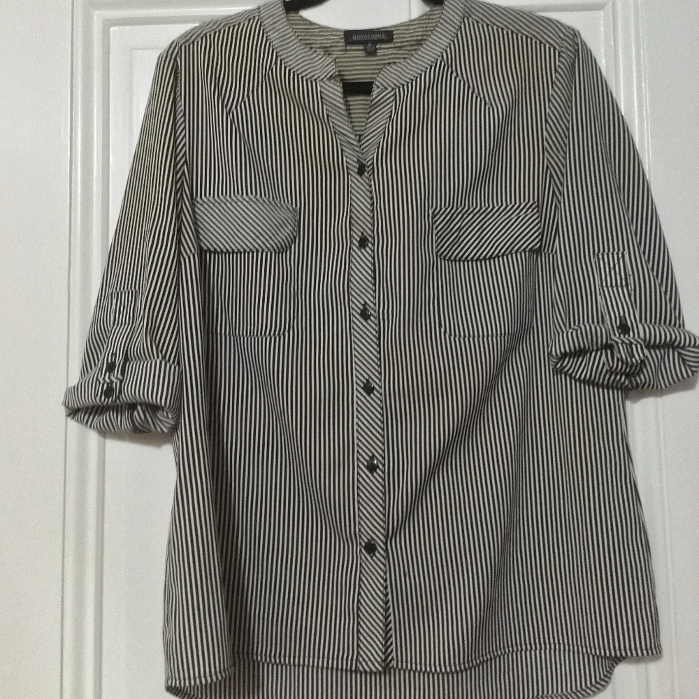Notations Pinstripe Black and White Button-Up